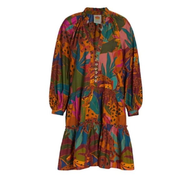 FARM Rio Dresses & Skirts - Farm Rio Women’s Leopard's Jungle Cotton Mini Dress‎